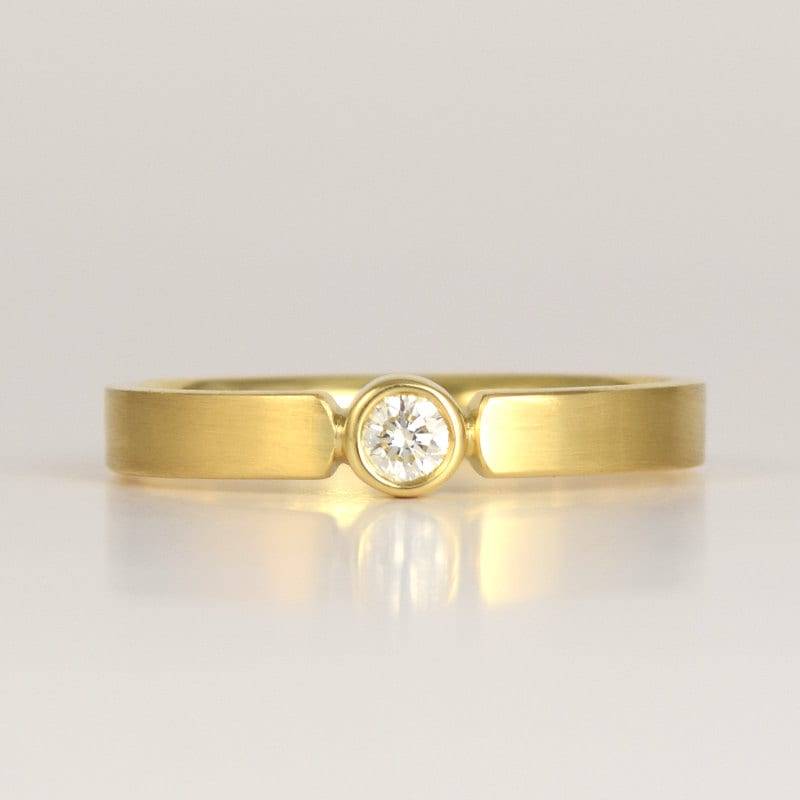 Diamant 18K Gold Quadrat Ehering Oder Verlobungsring | Klassisch, Elegant 3mm Square Band Mit Bezel Set Modernes, Einzigartiges Goldband von PratimaDesign
