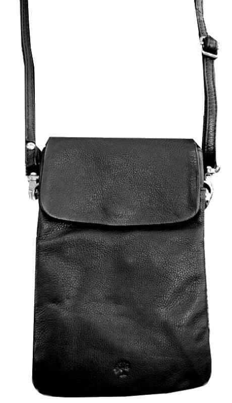 Prato - Prato LM Asif Handytasche mit Überschlag Rindleder schwarz Schwarz von Prato