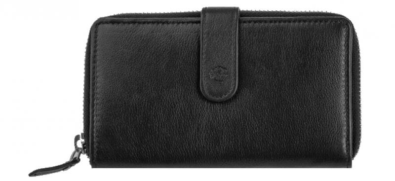 Prato - Prato LM Shahid Damenbörse mit Riegel RFID echt Rindleder schwarz Schwarz von Prato