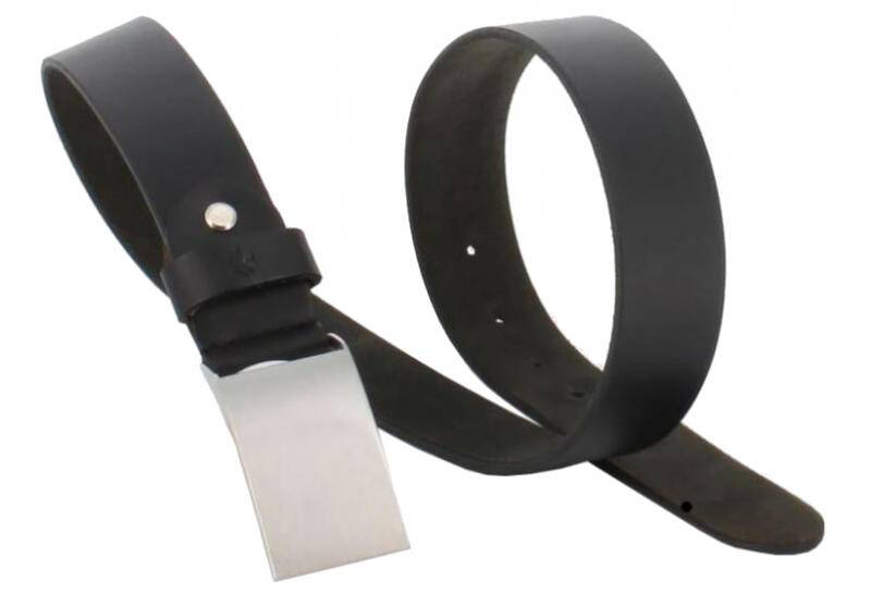 Prato - Prato LM Vishal Herrengürtel mit Koppelschließe 115cm echt Büffelleder black Schwarz von Prato