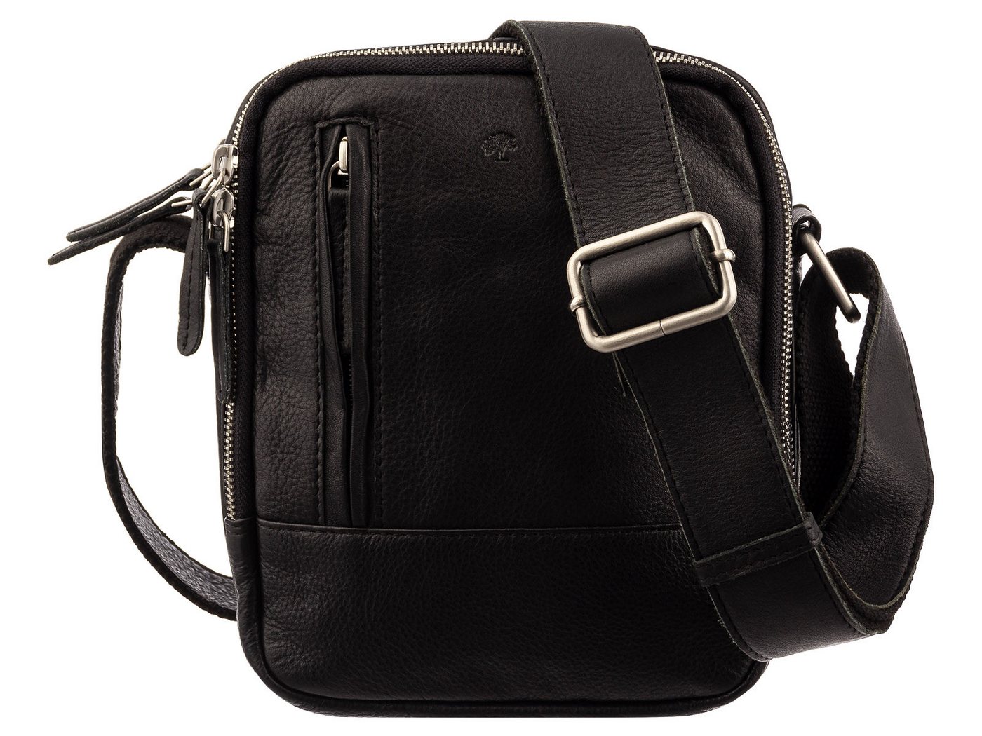 Prato Umhängetasche LM Shahid J41-N glattes Rindleder Umhängetasche Herren schwarz (1-tlg), geprägt von Prato