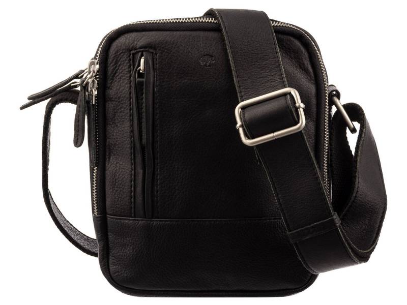 Prato Umhängetasche LM Shahid J41-N glattes Rindleder Umhängetasche Herren schwarz (1-tlg), geprägt von Prato