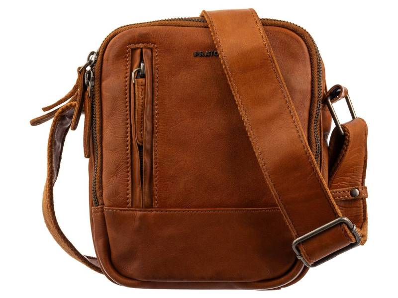 Prato Umhängetasche LM Shahid J41-R Rindleder Umhängetasche (ein Stück, 1-tlg., ca. B/H/T 19/17/7 cm), geprägt von Prato