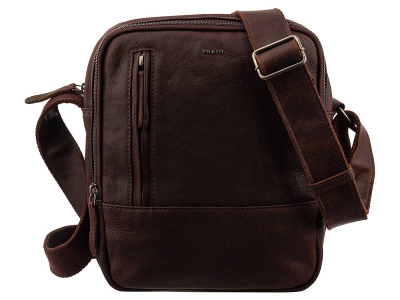 Prato Umhängetasche LM Shahid J42-R Rindleder Umhängetasche (1-tlg), geprägt von Prato
