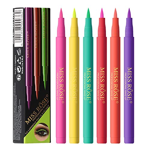 Flüssiges Eyeliner-Set, 6 Farben langanhaltendes Wasserlinien-Eyeliner-Set, Schnell trocknender Eyeliner-Stift für verschiedene Make-ups, farbiger Eyeliner-Stift, um einfach jeden Look zu Pratvider von Pratvider