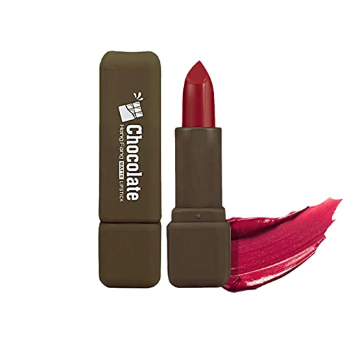 Matte Mist Lippenstift, Feuchtigkeitsspendender, feuchtigkeitsspendender Antihaft-Lippenstift, Eleganter Nude Rich Chocolate Plant Essence Lippenglasur für Teenager-Mädchen, trockene Lippen, Pratvider von Pratvider