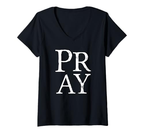 Damen Pray T-Shirt mit V-Ausschnitt Damen Pray T-Shirt mit V-Ausschnitt von Pray Tees n Tings