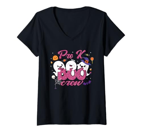 Damen Pre K Boo Crew Halloween Geister Halloween Kostüm T-Shirt mit V-Ausschnitt Damen Pre K Boo Crew Halloween Geister Halloween Kostüm T-Shirt mit V-Ausschnitt von Pre K Boo Crew