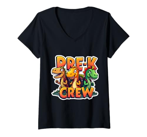 Damen Pre-K Crew Dinosaurier Lover T-Rex Dino Schulanfang T-Shirt mit V-Ausschnitt Damen Pre-K Crew Dinosaurier Lover T-Rex Dino Schulanfang T-Shirt mit V-Ausschnitt von Pre-K Crew Dinosaur Lover T-rex Dino Products