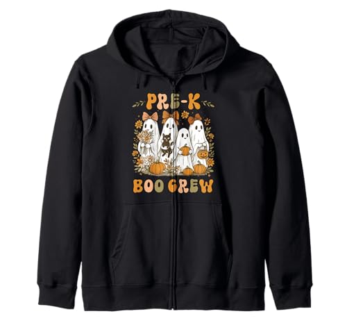 Pre K Boo Crew PreK Teacher Girl Halloween-Gespenst mit Blumenmuster Kapuzenjacke Pre K Boo Crew PreK Teacher Girl Halloween-Gespenst mit Blumenmuster Kapuzenjacke von Pre K Teacher Coquette Bow Pre-K Pre Kindergarten