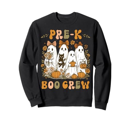 Pre K Boo Crew PreK Teacher Girl Halloween-Gespenst mit Blumenmuster Sweatshirt Pre K Boo Crew PreK Teacher Girl Halloween-Gespenst mit Blumenmuster Sweatshirt von Pre K Teacher Coquette Bow Pre-K Pre Kindergarten
