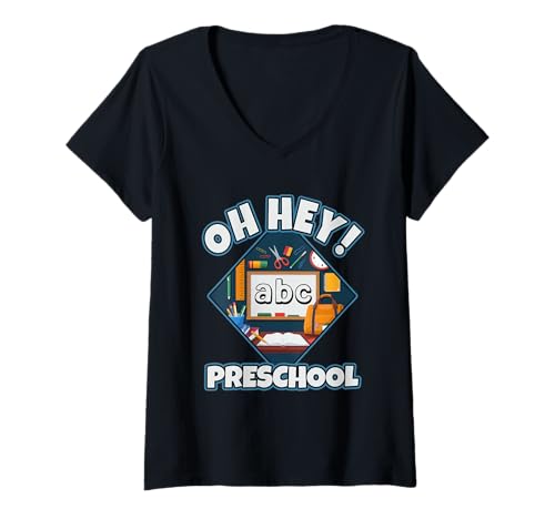 Damen Oh Hey Vorschule T-Shirt mit V-Ausschnitt Damen Oh Hey Vorschule T-Shirt mit V-Ausschnitt von Pre k School Teacher Student Preschool educator