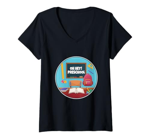 Damen Oh Hey Vorschule T-Shirt mit V-Ausschnitt Damen Oh Hey Vorschule T-Shirt mit V-Ausschnitt von Pre k School Teacher Student Preschool educator