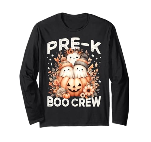 Boo Crew Pre K Teacher Halloween Ghost Wildflower für Kinder und Frauen Langarmshirt Boo Crew Pre K Teacher Halloween Ghost Wildflower für Kinder und Frauen Langarmshirt von PreK Teacher Boo Crew Girls Halloween Floral Ghost