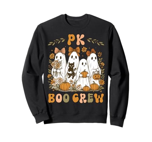 PK Boo Crew Pre K Teacher Halloween Damen Kinder Floral Ghost Sweatshirt PK Boo Crew Pre K Teacher Halloween Damen Kinder Floral Ghost Sweatshirt von PreK Teacher Preppy Coquette Bow Pre Kindergarten