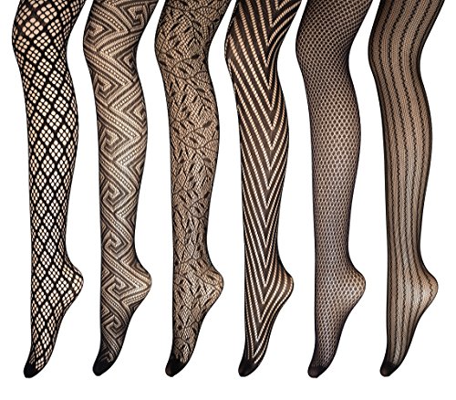 PreSox Fischnetz Strumpfhose Nahtlose Nylon Mesh Strümpfe Toeless Strumpfhose für Frauen 5 Pack (B) von Ulalaza