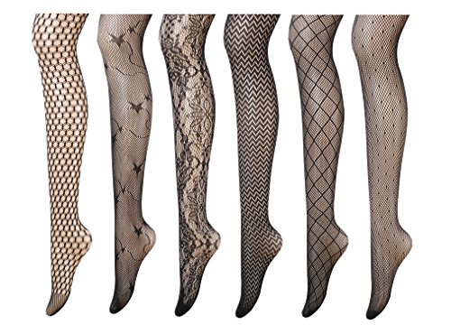 PreSox Fischnetz Strumpfhose Nahtlose Nylon Mesh Strümpfe Toeless Strumpfhose für Frauen 5 Pack (E) von Ulalaza