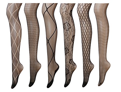 PreSox Fischnetz Strumpfhose Nahtlose Nylon Mesh Strümpfe Toeless Strumpfhose für Frauen 5 Pack (H) von Ulalaza