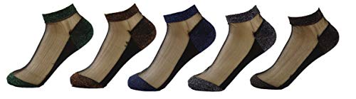 PreSox Frauen schiere transparente Spitze Stickerei Panel Crystal Bling-Bling Socken 5 Pack von Ulalaza