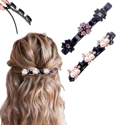 2025 Haarspangen mit funkelnden Kristallsteinen, 2025 neue Satin-Haargummis, Strass, vierblättriges Kleeblatt, Haarspange zum Stylen, Entenschnabel-Clips für Damen und Mädchen, Farbe D 2025 Haarspangen mit funkelnden Kristallsteinen, 2025 neue Satin-Haargummis, Strass, vierblättriges Kleeblatt, Haarspange zum Stylen, Entenschnabel-Clips für Damen und Mädchen, Farbe D von PreciRise