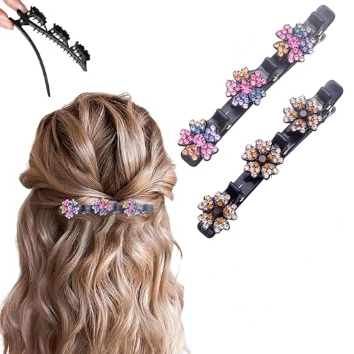 2025 Haarspangen mit funkelnden Kristallsteinen, 2025 neue Satin-Haargummis, Strass, vierblättriges Kleeblatt, Haarspange zum Stylen, Entenschnabel-Clips für Damen und Mädchen, Farbe J Pro 2025 Haarspangen mit funkelnden Kristallsteinen, 2025 neue Satin-Haargummis, Strass, vierblättriges Kleeblatt, Haarspange zum Stylen, Entenschnabel-Clips für Damen und Mädchen, Farbe J Pro von PreciRise