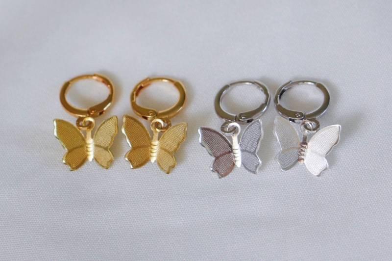 Schmetterling "Lovebug" Ohrringe - Baumschmecker Reifen Ohrring Vergoldet Silber Rose Rosa Zierlichen Charme Zarte Geburtstag Valentinstag Geschenk von PreciousByKate