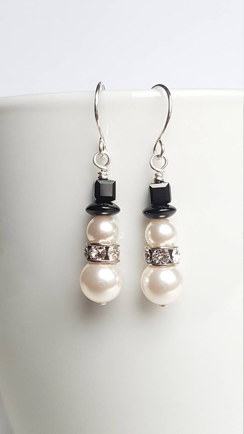 Perle Schneemann Ohrringe Sterling Silber Weihnachten Urlaub Schmuck von PreciousJewelsBoutiq