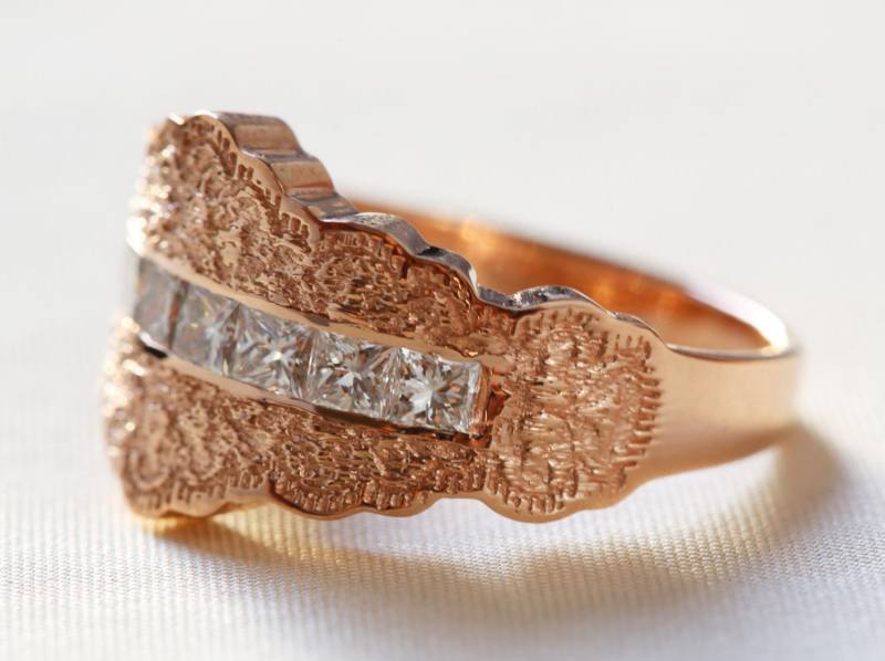 Rose Gold Spitze Diamant Verlobungsring 14K Ehering von PreciousLaceJewelry