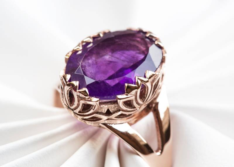 Rosegold Lotus Ring 14K Amethyst Blumenschmuck von PreciousLaceJewelry