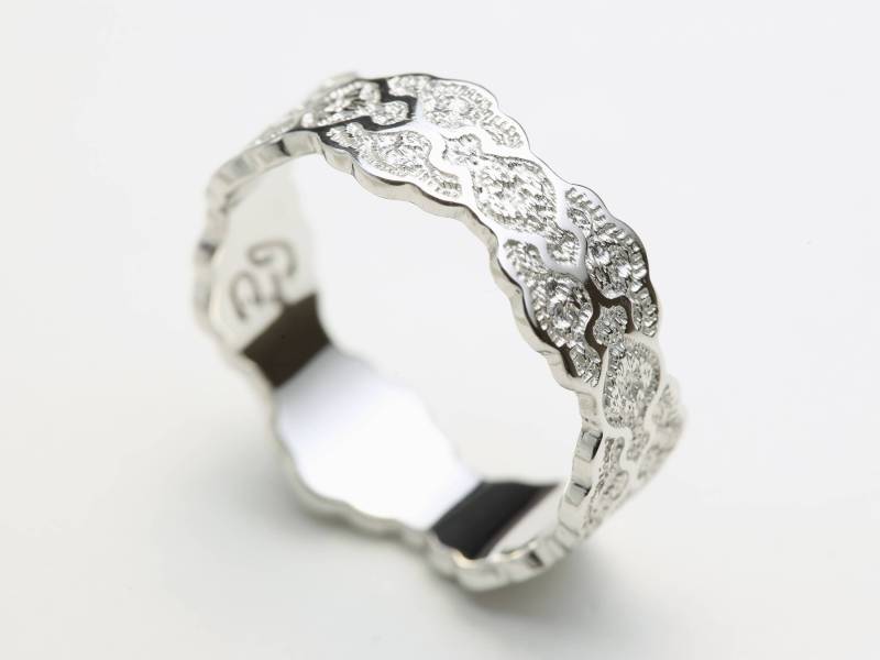 Spitze 14K Weißgold Ehering Ausgebogter Ring von PreciousLaceJewelry