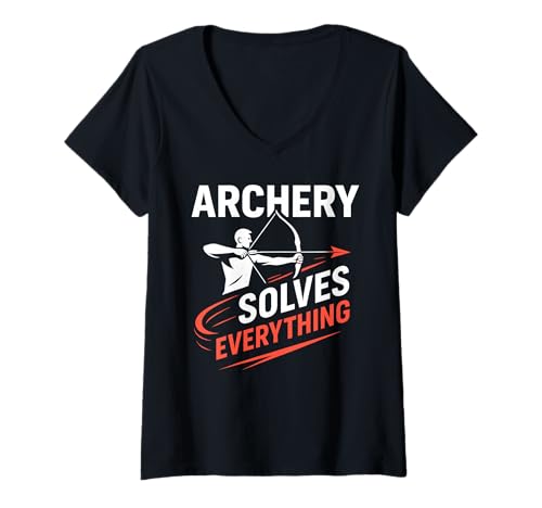 Damen Bogenschießen löst Alles Bogenjäger Bogenjagd T-Shirt mit V-Ausschnitt Damen Bogenschießen löst Alles Bogenjäger Bogenjagd T-Shirt mit V-Ausschnitt von Precision Archery Apparel Co.