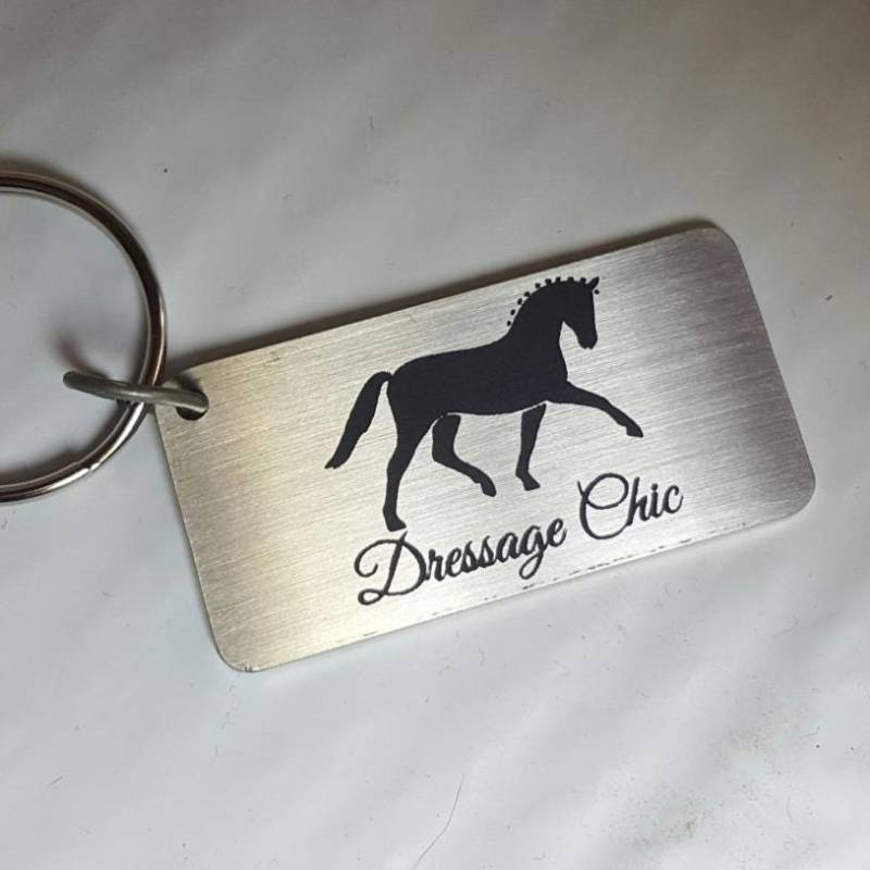 Edelstahl Schlüsselanhänger Dressur Chic von Precisioncraftlaser