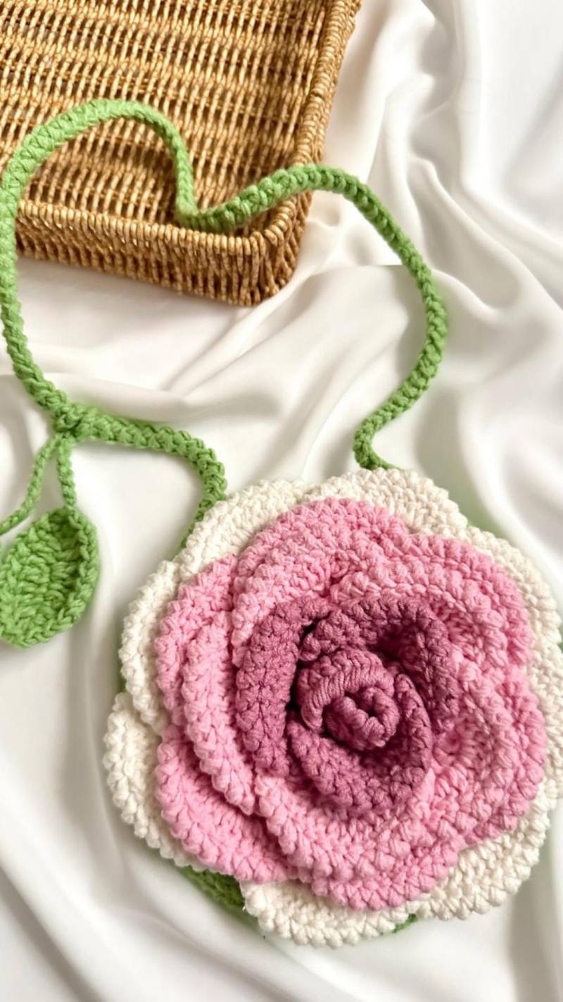 Handgemachte Häkeln Rose Tasche Sommer Crossbody Geldbörse - Benutzerdefinierte Farben von Predetech