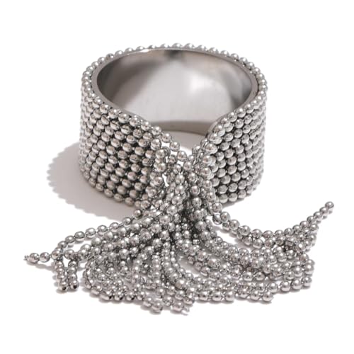 Pregeckit Fingerringe aus Edelstahl, mit Perlen, 18 Karat vergoldet, Kettenperlen, verstellbarer Ring für Damen, Charm, stilvoller goldener Schmuck, Metall, 3-Krappenfassung Pregeckit Fingerringe aus Edelstahl, mit Perlen, 18 Karat vergoldet, Kettenperlen, verstellbarer Ring für Damen, Charm, stilvoller goldener Schmuck, Metall, 3-Krappenfassung von Pregeckit