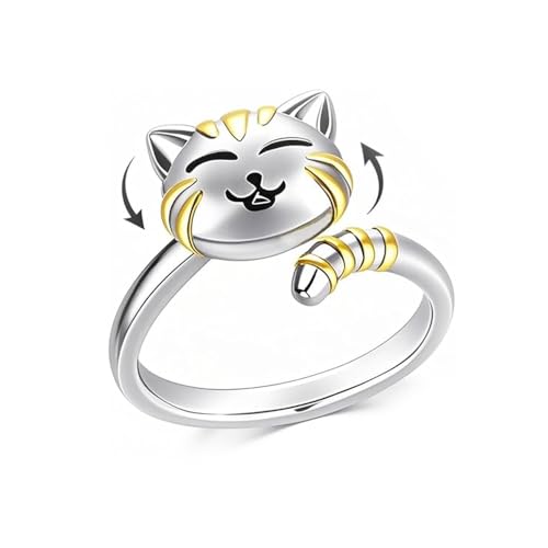 Pregeckit Niedlicher Cartoon-Katzen-Spinnerring, zur Linderung von Angstzuständen, Kätzchen, Tierangst, offen, verstellbar, frei drehbar, Schmuck Pregeckit Niedlicher Cartoon-Katzen-Spinnerring, zur Linderung von Angstzuständen, Kätzchen, Tierangst, offen, verstellbar, frei drehbar, Schmuck von Pregeckit