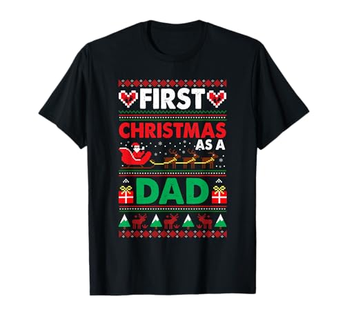 First Xmas As A Dad Sweater Family Expecting New Baby T-Shirt von Pregnancy Announcement Christmas Costume