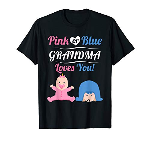 Passendes Outfit Rosa oder Blau Oma liebt dich Baby-Dusche T-Shirt von Pregnancy Announcement Gender Reveal Gifts