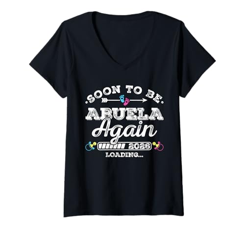 Damen Soon to Be Abuela Again 2026 Loading Schwangerschaftsankündigung T-Shirt mit V-Ausschnitt Damen Soon to Be Abuela Again 2026 Loading Schwangerschaftsankündigung T-Shirt mit V-Ausschnitt von Pregnancy Announcement Loading for Matching Family