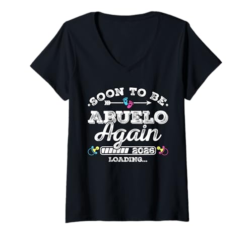 Damen Soon to Be Abuelo Again 2026 Loading Schwangerschaftsankündigung T-Shirt mit V-Ausschnitt Damen Soon to Be Abuelo Again 2026 Loading Schwangerschaftsankündigung T-Shirt mit V-Ausschnitt von Pregnancy Announcement Loading for Matching Family