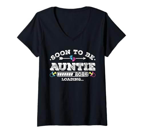 Damen Soon to Be Auntie 2026 Loading for Pregnancy Ankündigung T-Shirt mit V-Ausschnitt Damen Soon to Be Auntie 2026 Loading for Pregnancy Ankündigung T-Shirt mit V-Ausschnitt von Pregnancy Announcement Loading for Matching Family