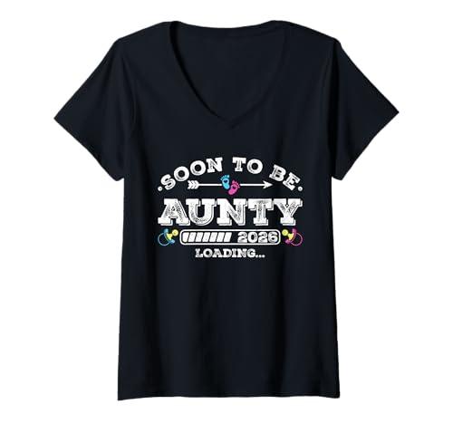 Damen Soon to Be Aunty 2026 Loading for Pregnancy Ankündigung T-Shirt mit V-Ausschnitt Damen Soon to Be Aunty 2026 Loading for Pregnancy Ankündigung T-Shirt mit V-Ausschnitt von Pregnancy Announcement Loading for Matching Family