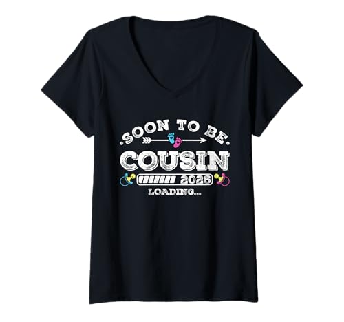 Damen Soon to Be Cousin 2026 Loading for Pregnancy Ankündigung T-Shirt mit V-Ausschnitt Damen Soon to Be Cousin 2026 Loading for Pregnancy Ankündigung T-Shirt mit V-Ausschnitt von Pregnancy Announcement Loading for Matching Family