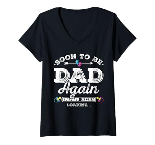 Damen Soon to Be Dad Again 2026 Loading for Pregnancy Ankündigung T-Shirt mit V-Ausschnitt Damen Soon to Be Dad Again 2026 Loading for Pregnancy Ankündigung T-Shirt mit V-Ausschnitt von Pregnancy Announcement Loading for Matching Family