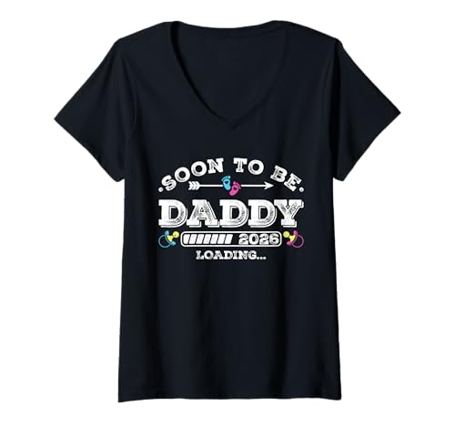 Damen Soon to Be Daddy 2026 Loading for Pregnancy Ankündigung T-Shirt mit V-Ausschnitt Damen Soon to Be Daddy 2026 Loading for Pregnancy Ankündigung T-Shirt mit V-Ausschnitt von Pregnancy Announcement Loading for Matching Family
