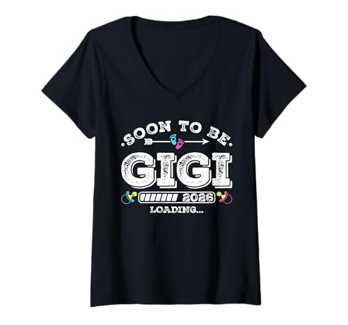 Damen Soon to Be Gigi 2026 Loading for Pregnancy Ankündigung T-Shirt mit V-Ausschnitt Damen Soon to Be Gigi 2026 Loading for Pregnancy Ankündigung T-Shirt mit V-Ausschnitt von Pregnancy Announcement Loading for Matching Family