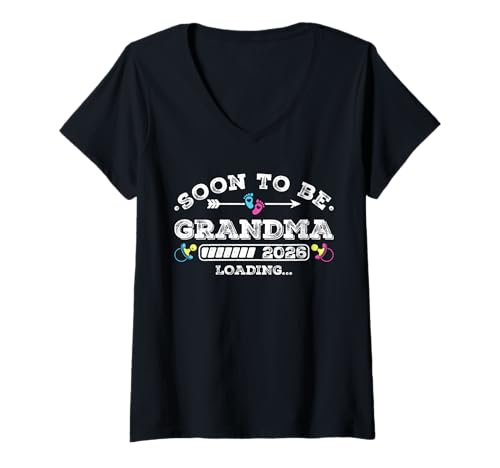 Damen Soon to Be Grandma 2026 Loading for Pregnancy Ankündigung T-Shirt mit V-Ausschnitt Damen Soon to Be Grandma 2026 Loading for Pregnancy Ankündigung T-Shirt mit V-Ausschnitt von Pregnancy Announcement Loading for Matching Family