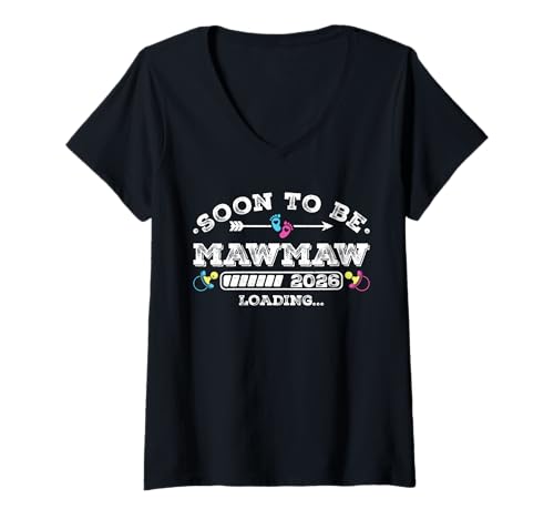 Damen Soon to Be Mawmaw 2026 Loading for Pregnancy Ankündigung T-Shirt mit V-Ausschnitt Damen Soon to Be Mawmaw 2026 Loading for Pregnancy Ankündigung T-Shirt mit V-Ausschnitt von Pregnancy Announcement Loading for Matching Family