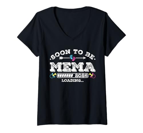Damen Soon to Be Mema 2026 Loading for Pregnancy Ankündigung T-Shirt mit V-Ausschnitt Damen Soon to Be Mema 2026 Loading for Pregnancy Ankündigung T-Shirt mit V-Ausschnitt von Pregnancy Announcement Loading for Matching Family