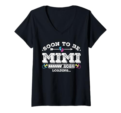 Damen Soon to Be Mimi 2026 Loading for Pregnancy Ankündigung T-Shirt mit V-Ausschnitt Damen Soon to Be Mimi 2026 Loading for Pregnancy Ankündigung T-Shirt mit V-Ausschnitt von Pregnancy Announcement Loading for Matching Family