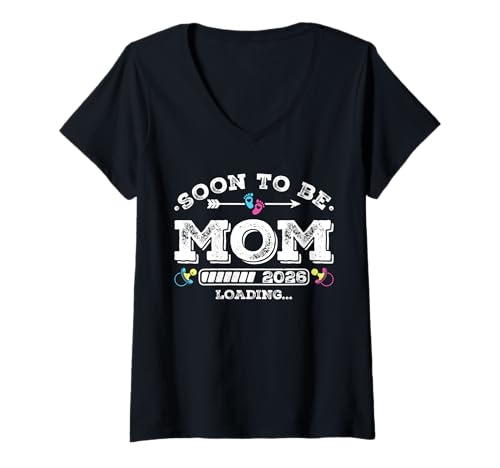 Damen Soon to Be Mom 2026 Loading for Pregnancy Ankündigung T-Shirt mit V-Ausschnitt Damen Soon to Be Mom 2026 Loading for Pregnancy Ankündigung T-Shirt mit V-Ausschnitt von Pregnancy Announcement Loading for Matching Family